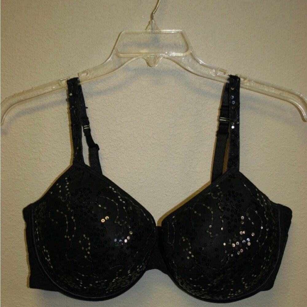Nice Sequin Underwire Embellished Black Bra from Fashion Bug Size 36D NWOT